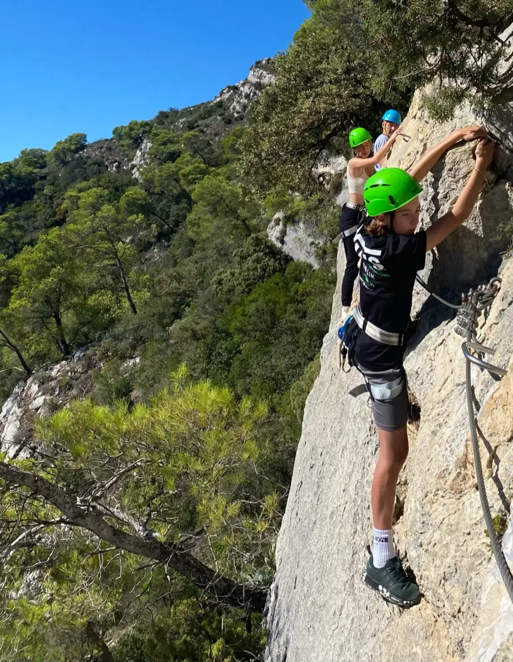 Hikers climbing in Provence